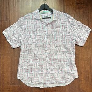 Tommy Bahama 4th of July 100% Linen Men's Red White & Blue Summer Shirt, Size XL